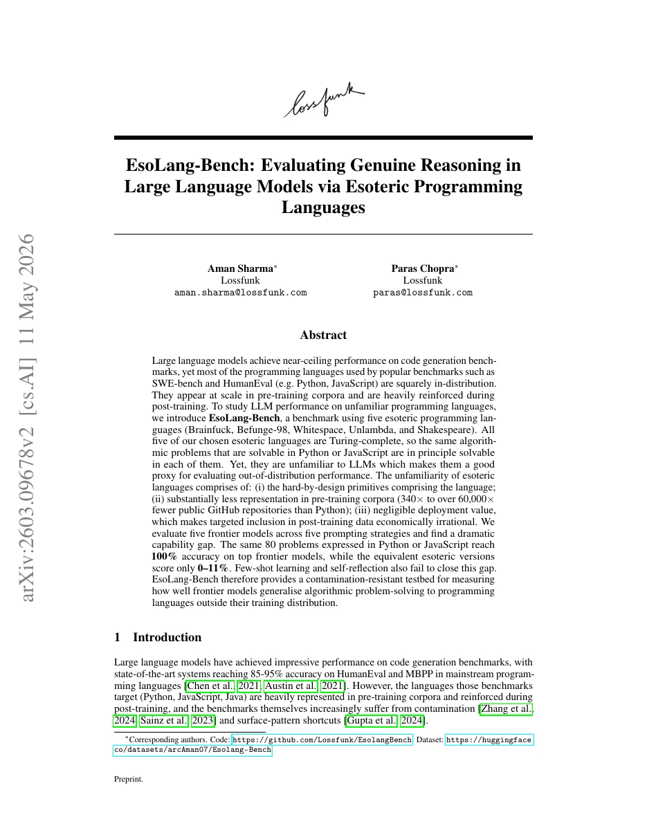 First page of EsoLang-Bench
